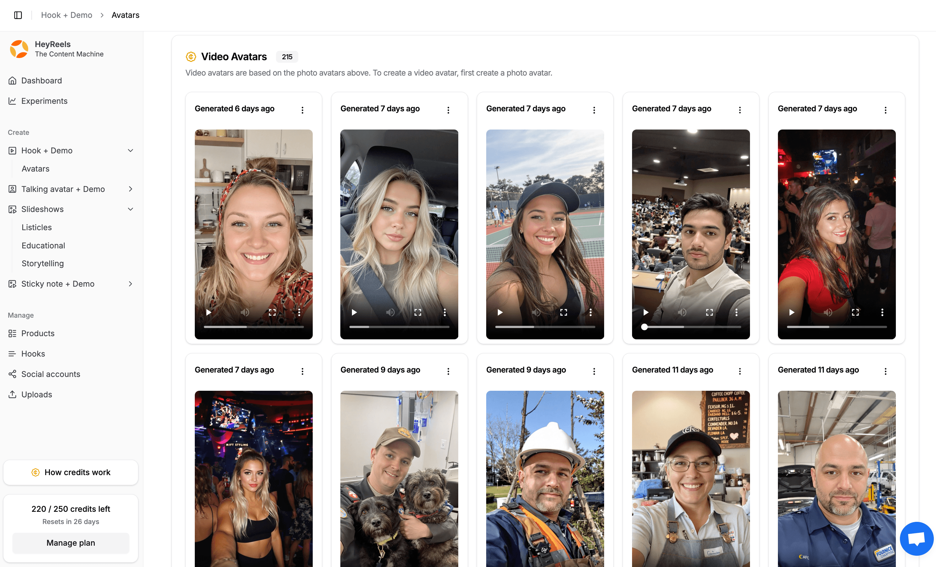 HeyReels platform screenshot